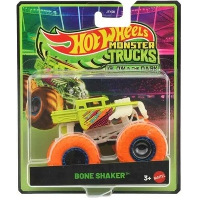 Mattel Hot Wheels Monster Trucks Glow in the Dark Bone Shaker zelený