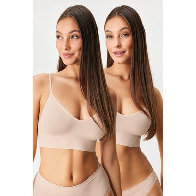Astratex 2PACK podprsenka RIB Bralette bez kostíc béžová