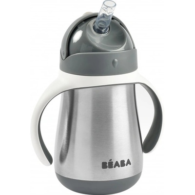 Beaba hrnek s brčkem z nerezové oceli minerální šedá 250 ml