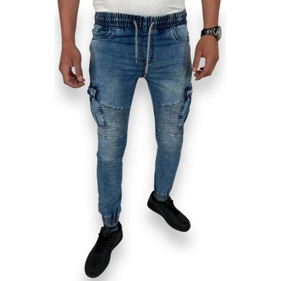 Viman pánske elastické džínsy s pohodlnou gumou v páse 01 modré