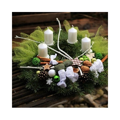Balkonika Adventní věnec zelená-bílá 35 cm