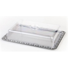 APS Servírovací tác obdelníkový s víkem 420x310mm Schöner Essen inox průhledná
