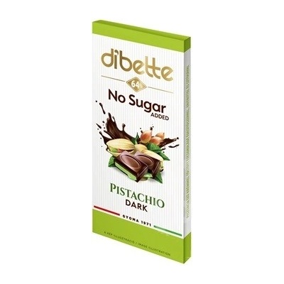 Diabette Choco Hořká se sladidlem plněná krémem s pistáciovou příchutí 80 g