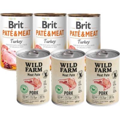 Brit Paté & Meat Turkey 3 x 400 g & Wild Farm 3 x 400 g