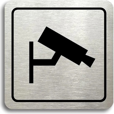 Accept Piktogram „monitorováno II" (80 × 80 mm) (strieborná tabuľka – čierna tlač)