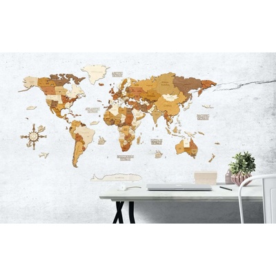 68Travel Nástěnná dřevěná 3D mapa světa Velikost: XXL - 250 x 144 cm