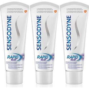 Sensodyne Rapid паста за зъби с флуорид за чувствителни зъби 3x75ml