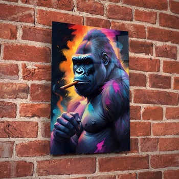 Art gift Стъклено АРТ пано - Горила с пура 2