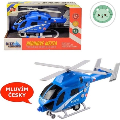 MaDe Vrtuľník policajný na zotrvačník so svetlom a zvukom 20cm