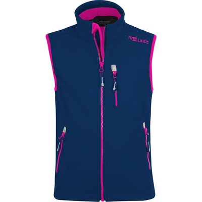 TROLLKIDS Детски софтшел елек Trollkids Kid's Trollfjord Vest Softshell vest - Navy / Magenta - размер 128 (EU) (703-2694-0316)
