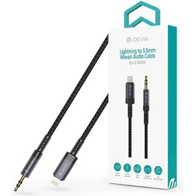 DEVIA ST111950 iPure Series Тъкан 1 м AUX 3, 5 мм жак/черна светкавица аудиокабел (ST111950)