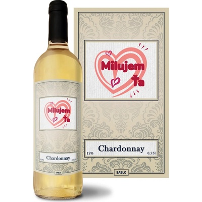 Sablio Milujem ťa srdce Chardonnay biele suché víno 12 % 0,75 l (čistá fľaša)