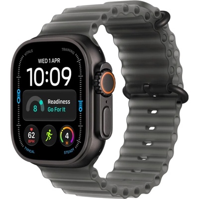 Apple Watch Ultra 4 49mm černý titan s průsvitně černým oceánským řemínkem MJAY4QC/A