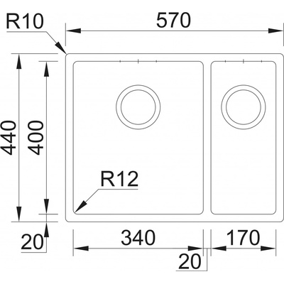 Sinks RDBOK57044011RO BOX 570.1 RO 1,0mm