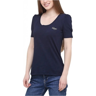 Tommy Hilfiger dámské tričko Solid crew TH Signature tmavě modré