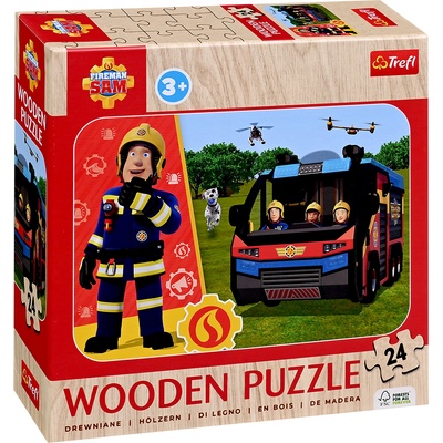 Trefl Детски дървен пъзел Trefl от 24 части - Невероятният пожарникар (20269)