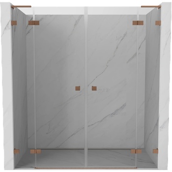 Mexen Lunar L Двойна люлееща се душ врата 200 см, прозрачна, матиран мед - 834DL-200-000-65-00 (834DL-200-000-65-00)