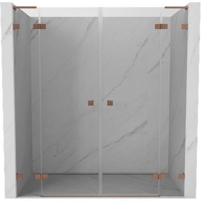 Mexen Lunar L Двойна люлееща се душ врата 200 см, прозрачна, матиран мед - 834DL-200-000-65-00 (834DL-200-000-65-00)