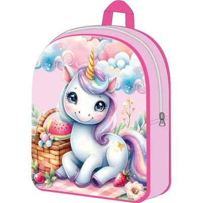 EU Dětský batoh UNICORN - JEDNOROŽEC Clouds 1 kapsa růžový 30 cm