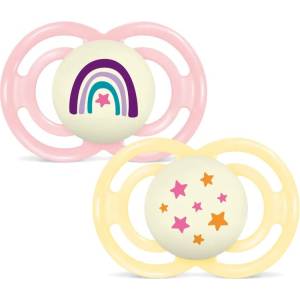 MAM Бебешка залъгалка Mam - Perfect Night, 6-18 м, 2 броя, розова дъга/ жълти звезди (100018887/BG707353 ) - baby