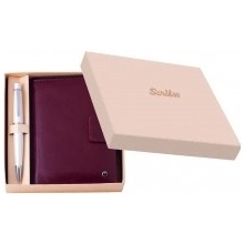 Scrikss SC378416 Chic White sada guľôčkového pera a koženého zápisníku