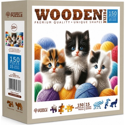 Wooden Dřevěné Koťata a Příze.City 150 dílků