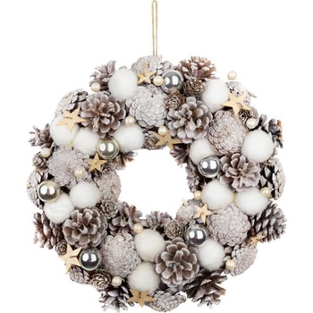 MagicHome Veniec biely, závesný s hviezdičkami 35 x 9 cm