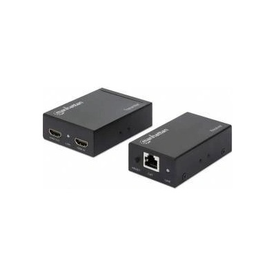 Manhattan HDMI ETHERNET KIT HDMI 1080p over Ethernet Extender Kit, Up to 50m with Single Cat6 Cable, Tx & Rx Modules, IR Support