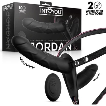 INTOYOU Jordan Double Vibrating Dildo Strap-on with Remote Black