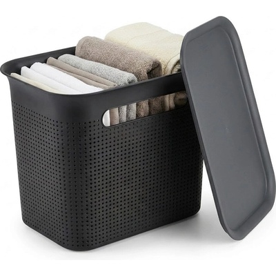 Rotho úložný box s vekom a s držadlami BRISEN 7 l, 26x18x21cm, čierny