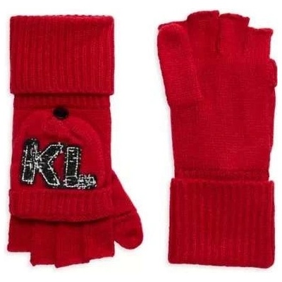 Karl Lagerfeld Paris dámské červené zimní rukavice Logo Knit