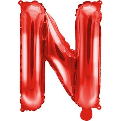 PartyDeco Fóliový balón Mini Písmeno N 35 cm červený