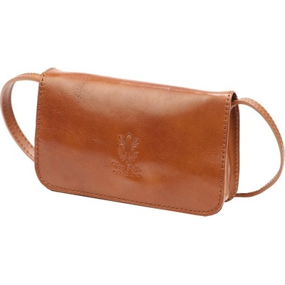 Pevná malá kožená crossbody kabelka Florence 107 světlehnědá