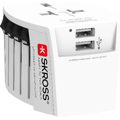 Адаптер SKROSS PRO MUV 2 x USB-A, 1.302960, World, Бял (SKROSS-1302960)