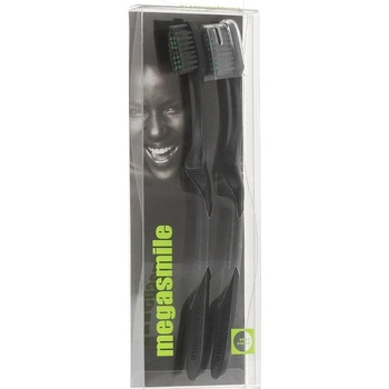 MegaSmile Black Whitening soft kefka na zuby mäkká s technológiou uhlíkových vlákien 2 ks duopack