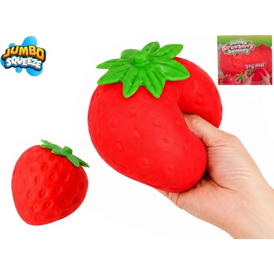 Mega squeeze jahoda strečová jumbo 12x12x13cm v krabičce