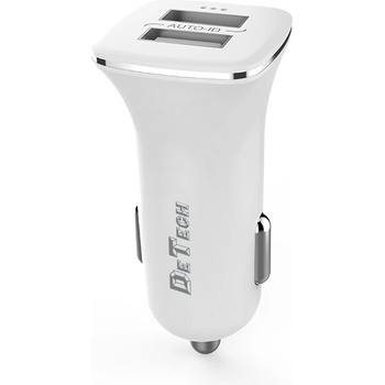 DeTech Зарядно устройство за кола DeTech, DE-C01, 5V/2.4A, 12/24V, 2 x USB, Бял - 14122 (14122)