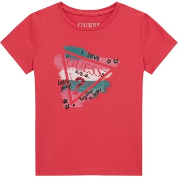 Image 1 of GUESS Коралова тениска с къс ръкав с цветна щампа отпред за момиче Guess