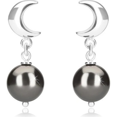 Šperky eshop lesklý půlměsíc a kulička hematitové barvy puzetky AA39.24