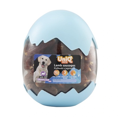 Uniq Pets Dog Snack & Sip Sniffy Mini Lamb Pollock Rolls лакомства за кучета с агнешко и сайда, 400 г