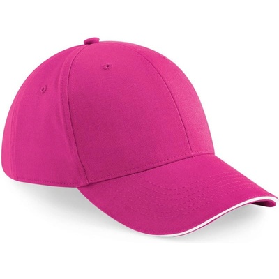 Beechfield B 20 Athleisure 6 panelová sandwich COT-53002029599 Fuchsia/bílá