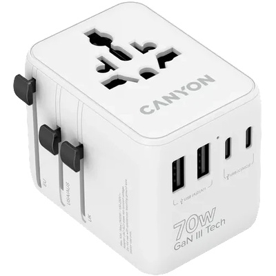 CANYON Travel Adapter OnTour 70 EU/UK/US/AUS 70W White (CNS-TA70W1006W)