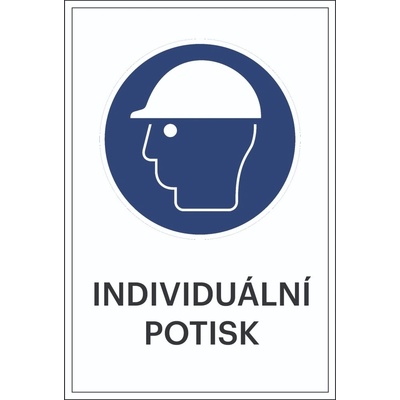 Bezpečnostní příkazové značení, použijte bezpečnostní helmu, s možností individuálního textu – hliníkový kompozit, 300×450 mm