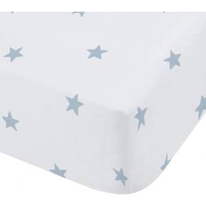 Bianca Бял-син еластичен единичен памучен детски чаршаф 90x190 cm Mini Star & Stripes - Bianca (BD/60571/R/SFD/BL)