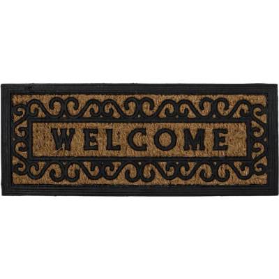 60 х 25 см входна изтривалка гумирана с кокосови влакна и надпис welcome