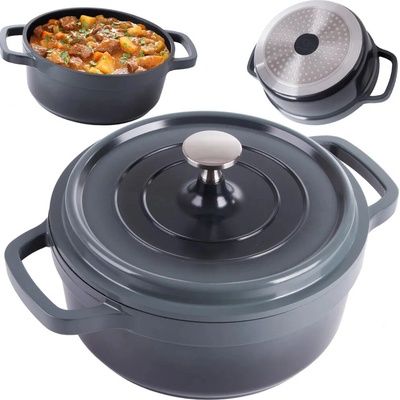 KingStyle Hrnec Hrnec s poklicí s nepřilnavým povrchem 2,2 l šedý 53607