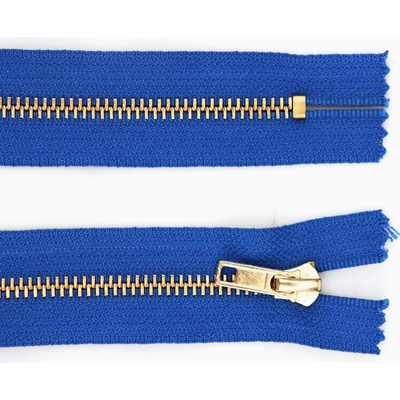 Pro Háčkování Kovový zip nedělitelný 8 cm, Ø 6 mm sytě modrý