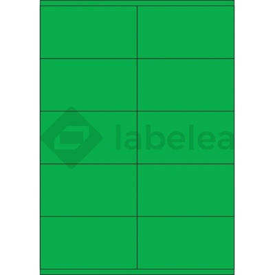 Labelea Samolepiace etikety 105x57 mm farebné papierové, na hárku A4, pre laserovú a atramentovú tlač, Farba etikiet Zelená, Počet hárkov v balení 100 EPY105057PG010S