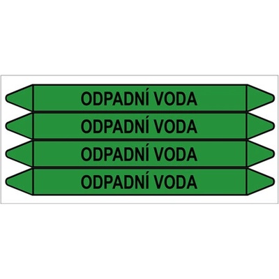 Značení potrubí, odpadní voda,4 ks, 250 × 26 mm PZ 009393