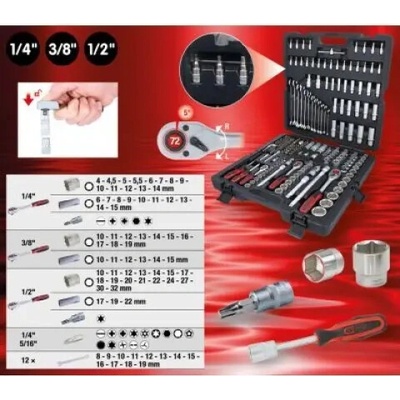 Ks Tools Gola sada 1/4"+3/8"+1/2", 216ks